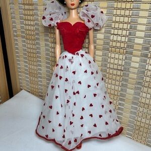 1983 Outfit “Loving You Barbie” Red Heart Top & Skirt With High Heel Shoes set